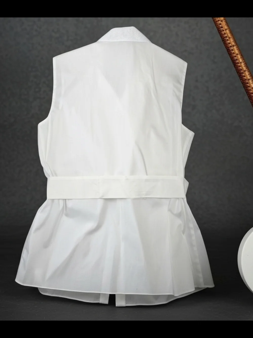 Tahari Womens Sleeveless White Tie-Waist Shirt Dress Size Small - Picture 5 of 8